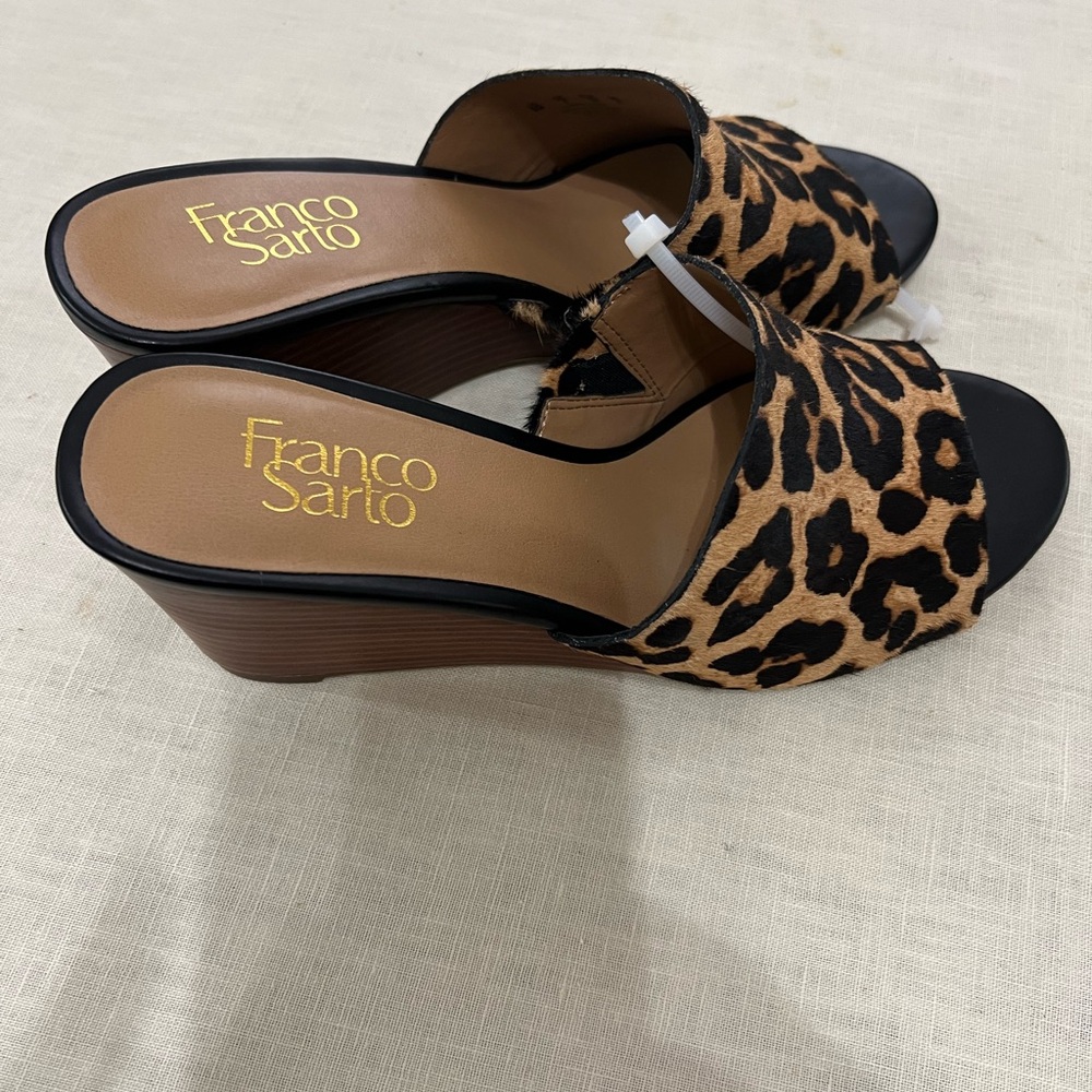 Franco Sarto Brown Black Wedge Sandals - Picture 4 of 6